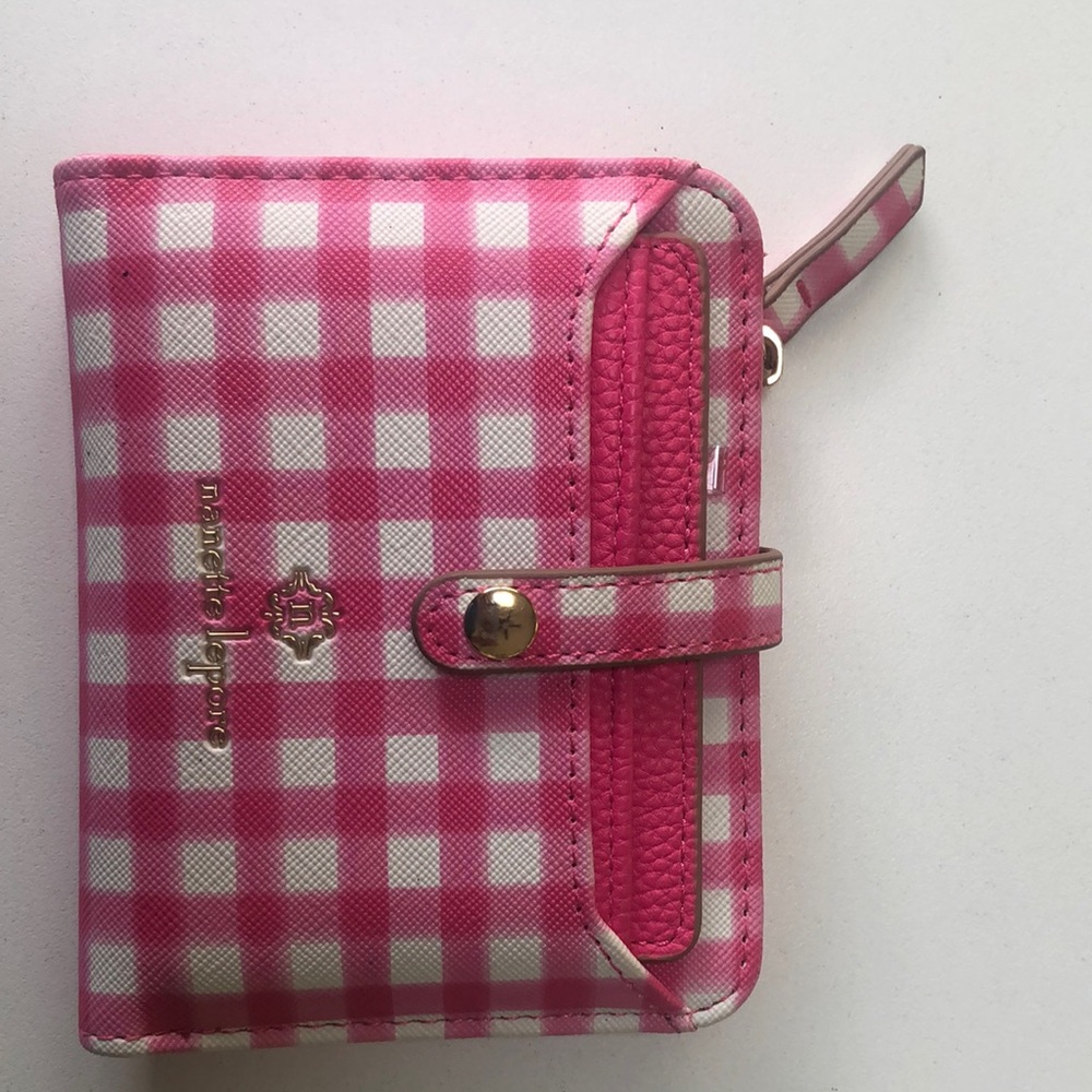 Nanette Lepore Pink and White Checkered Wallet
